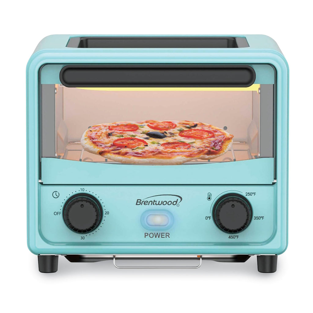 Brentwood TS-3430BL 3 Liter 500W Stainless Steel Mini Toaster Oven with Timer - Blue