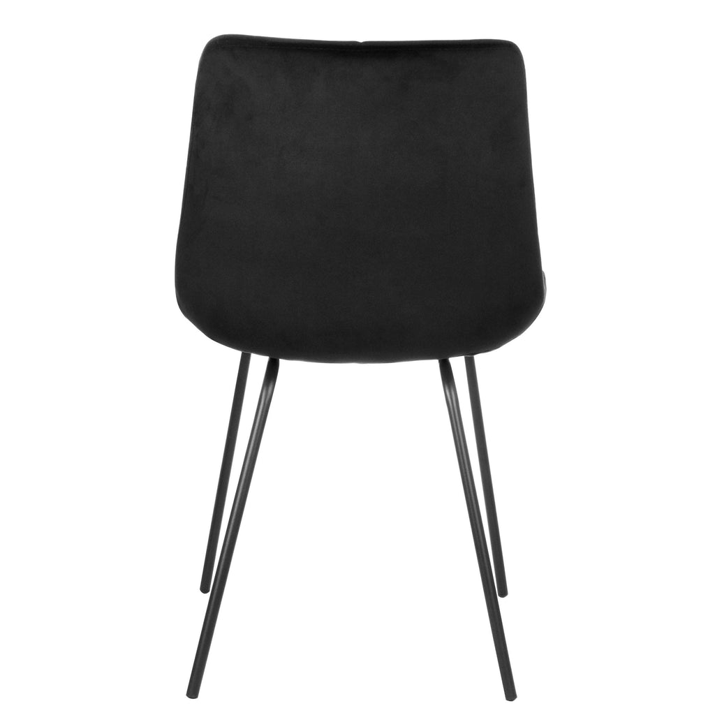 Elama Tufted Chair Set of 2 – Black Flannelette with Metal Legs