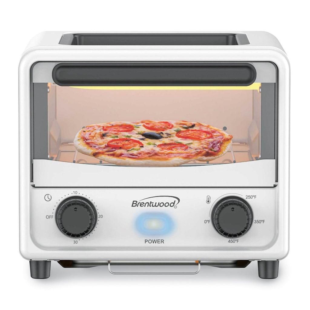 Brentwood white 3-liter mini toaster oven with stainless steel heating element