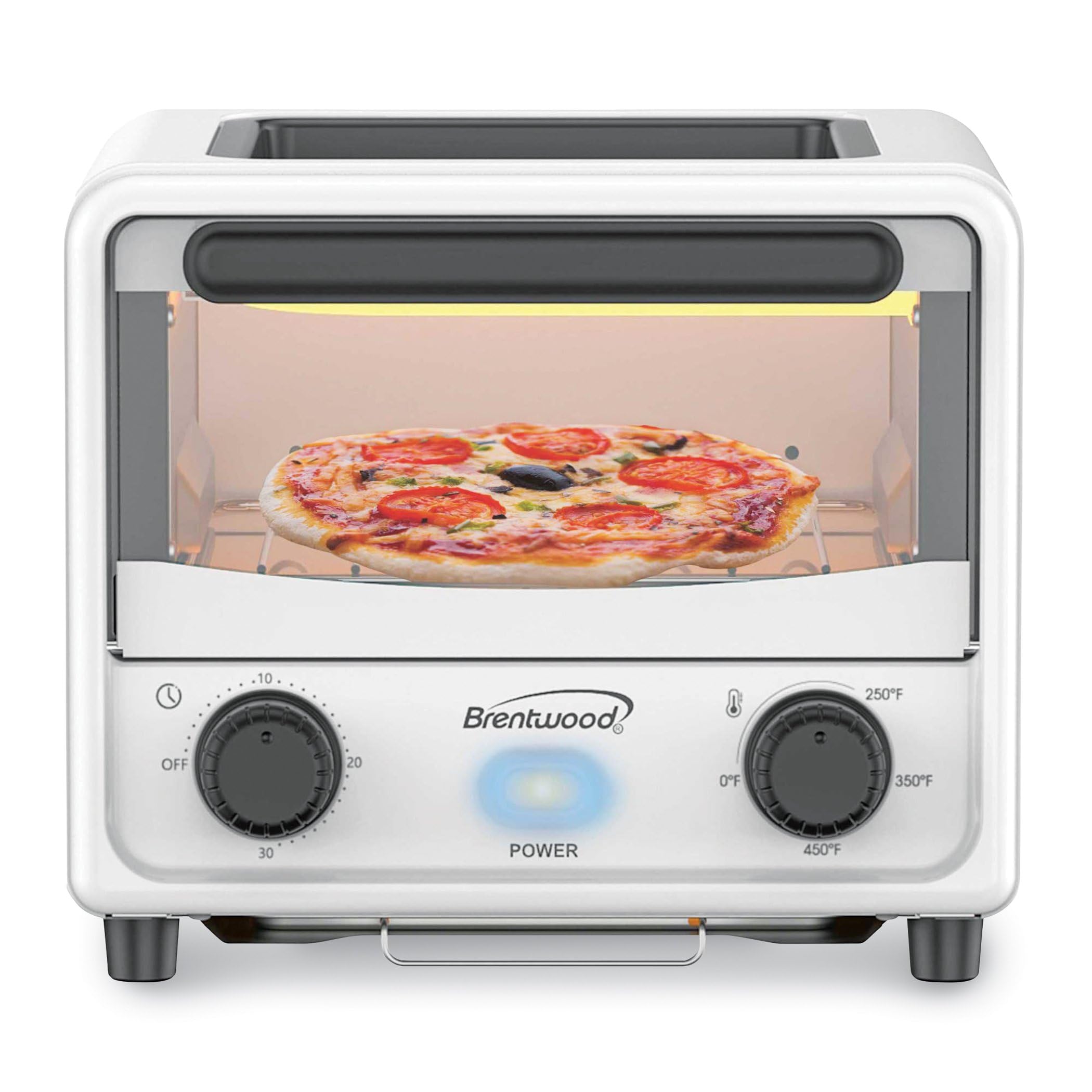 Brentwood white 3-liter mini toaster oven with stainless steel heating element