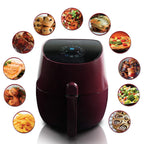 MegaChef 3.5-Quart Air Fryer & Multi-Cooker – 7 Pre-Programmed Digital Settings, 1350W Hot-Air Circulation, Fry / Roast / Bake (Burgundy)