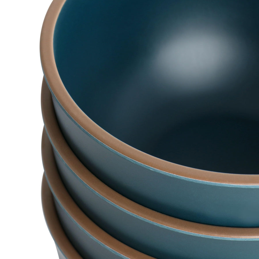 Gibson Home Rockabye 4-Piece Melamine Coupe Cereal Bowl Set, Matte Teal