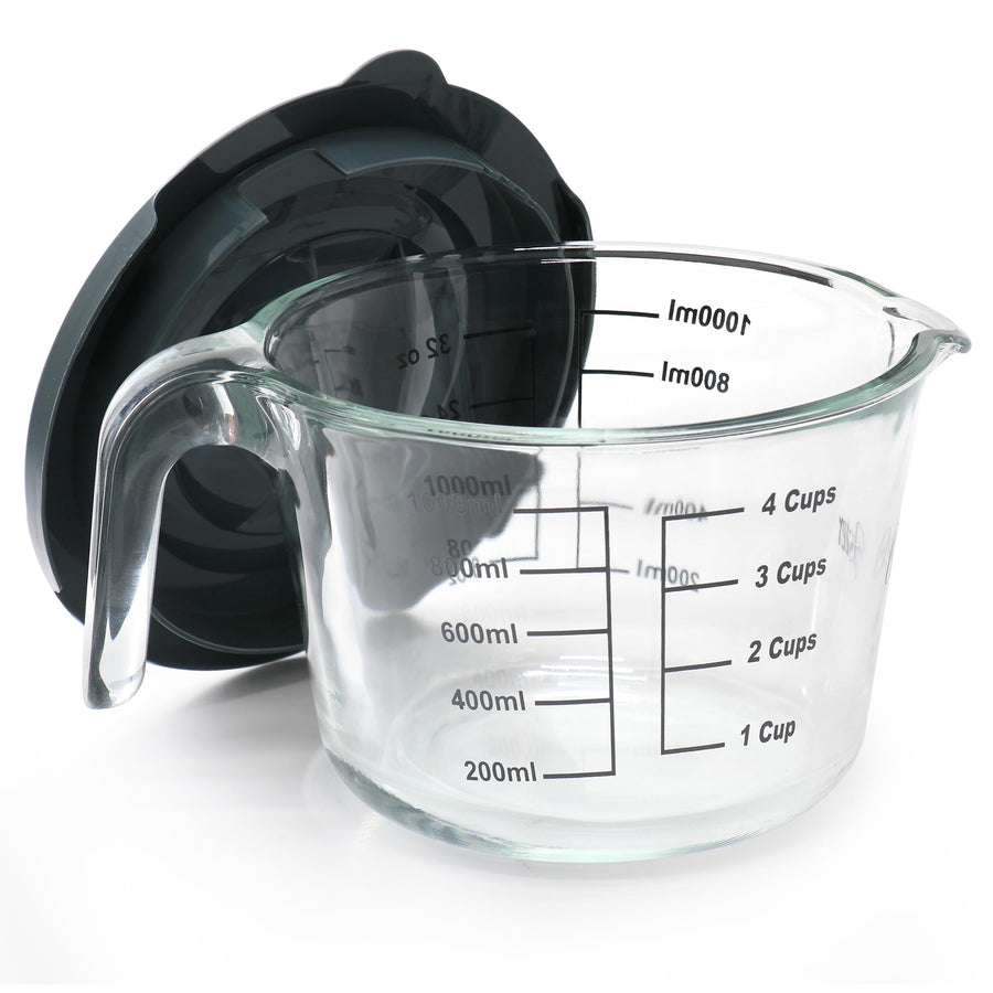 Oster Coolidge 4-Cup Clear Glass Measuring Cup with Snap-On Pour Lid