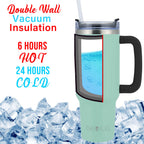Brentwood GeoJug 40 oz Insulated Stainless Steel Tumbler with Handle and Straw, Blue