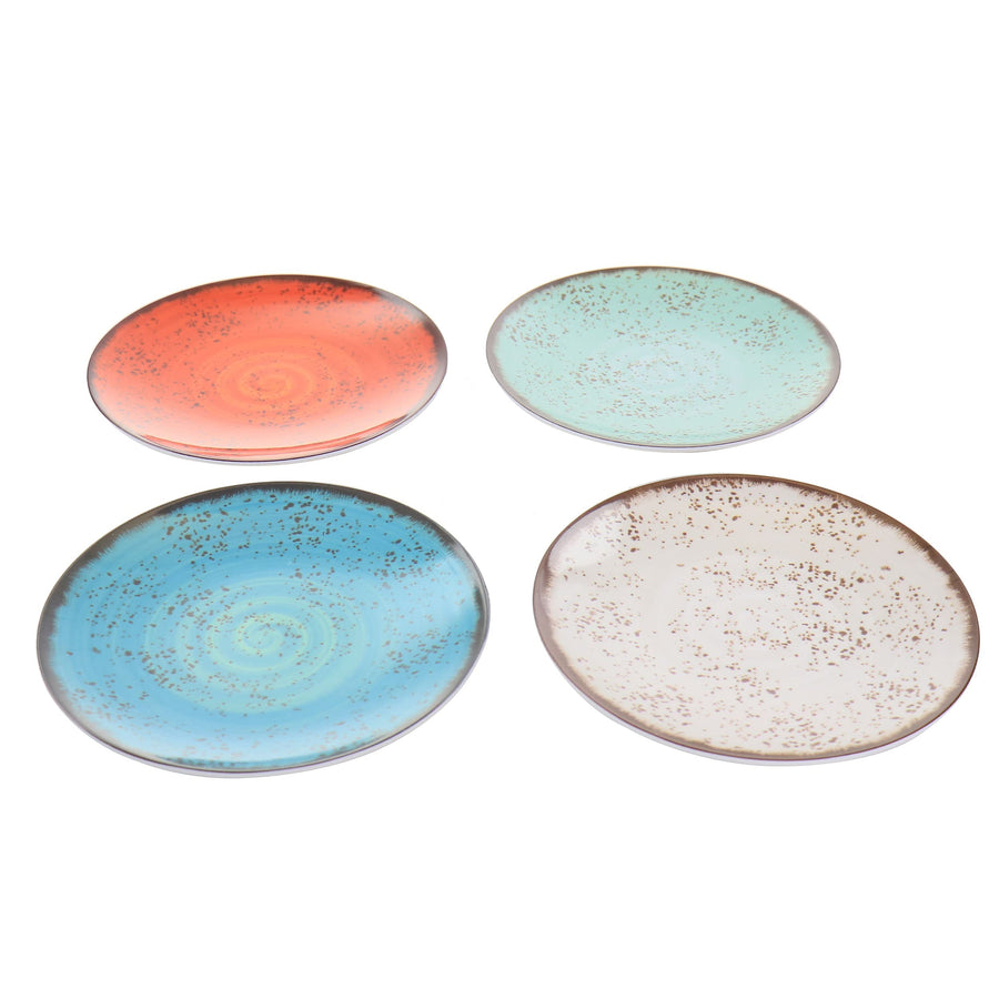 Elama Pryce 12 Piece Melamine Dinnerware Set, Assorted Colors, Service for 4