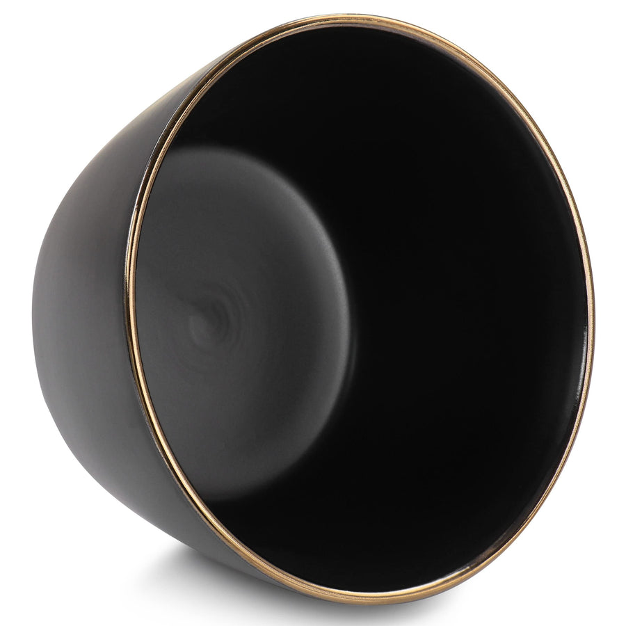 Elama Paul 6 Piece Stoneware Bowl Set in Matte Black with Gold Rim