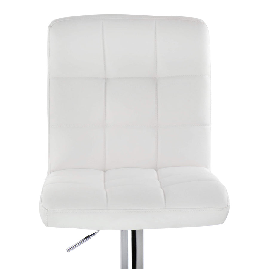 Elama ELM02-708WHT Square Tufted Faux Leather Swivel Bar Stools, White, Set of 2
