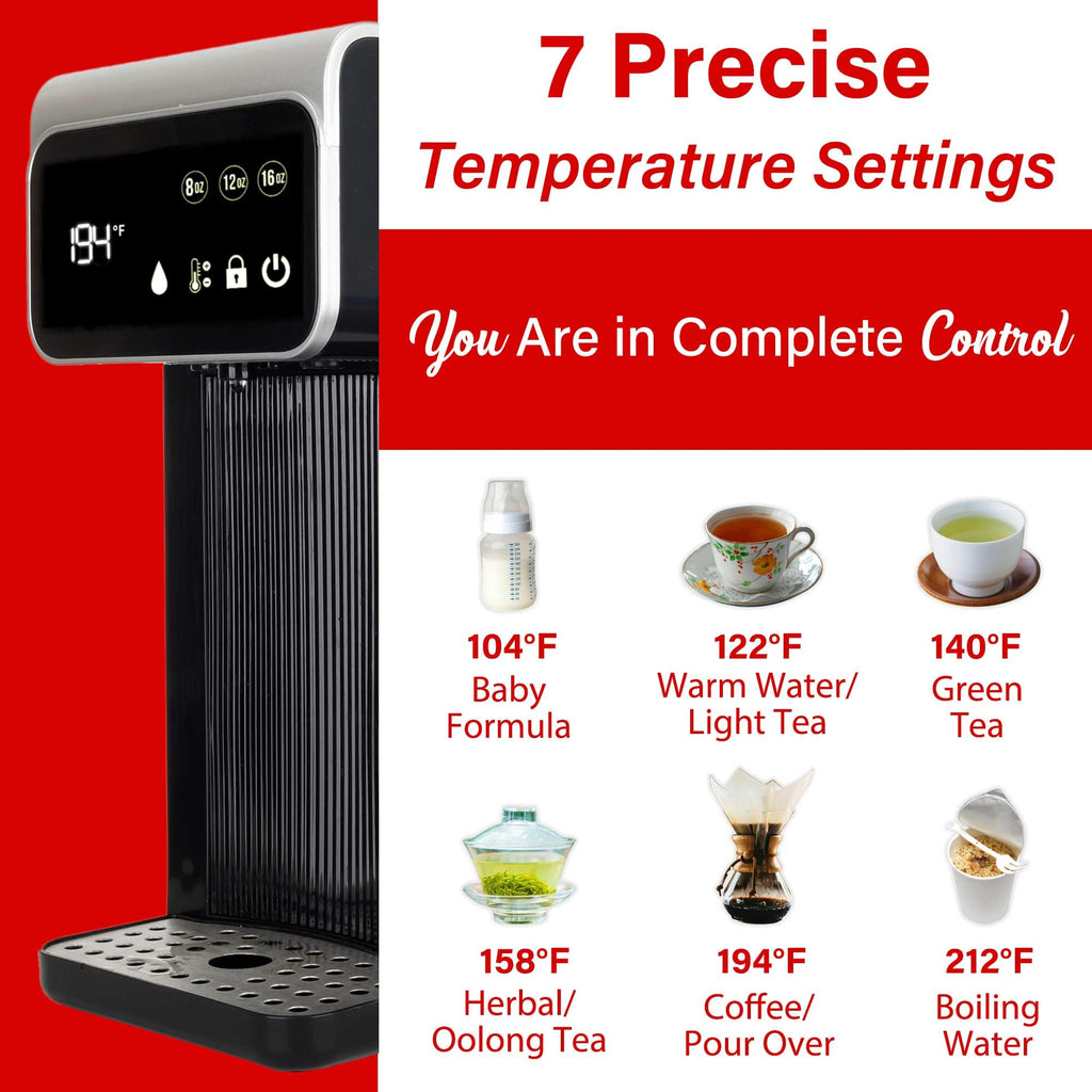 Brentwood KT-2300DBK 3 Liter 1800W Digital Instant Hot Water Dispenser - Black, 7 Temperature Presets with Child Safety Lock