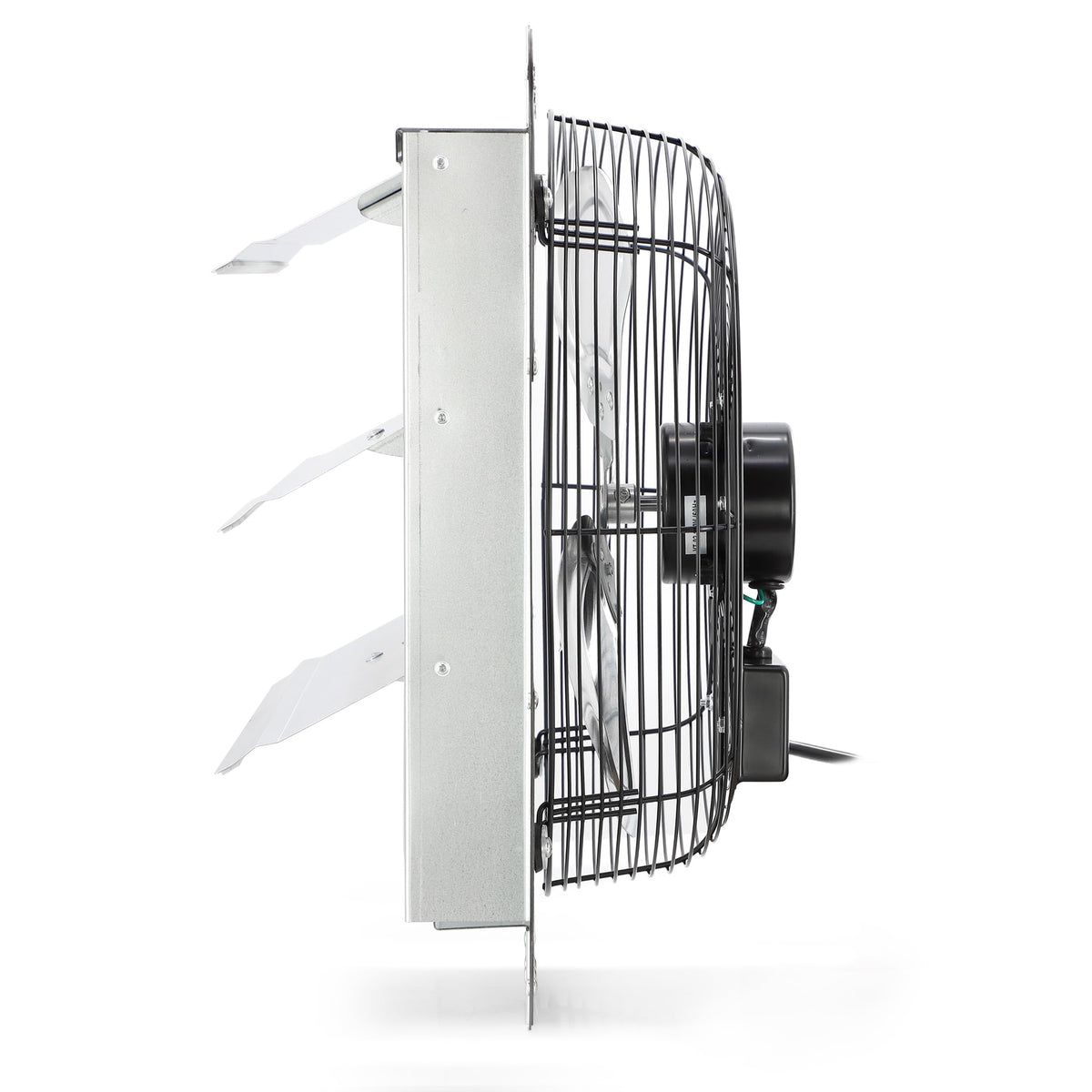 Vie Air 14 Inch Aluminum Shutter Exhaust Fan with Power Cord, Wall-Mount Ventilation, Silver