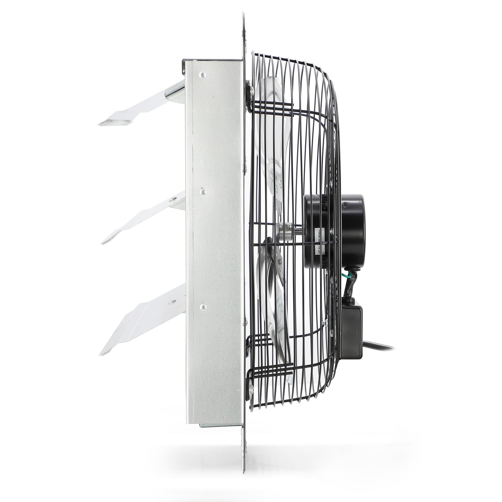 Vie Air 12 Inch Aluminum Shutter Exhaust Fan with Power Cord, Wall-Mount Ventilation, Silver