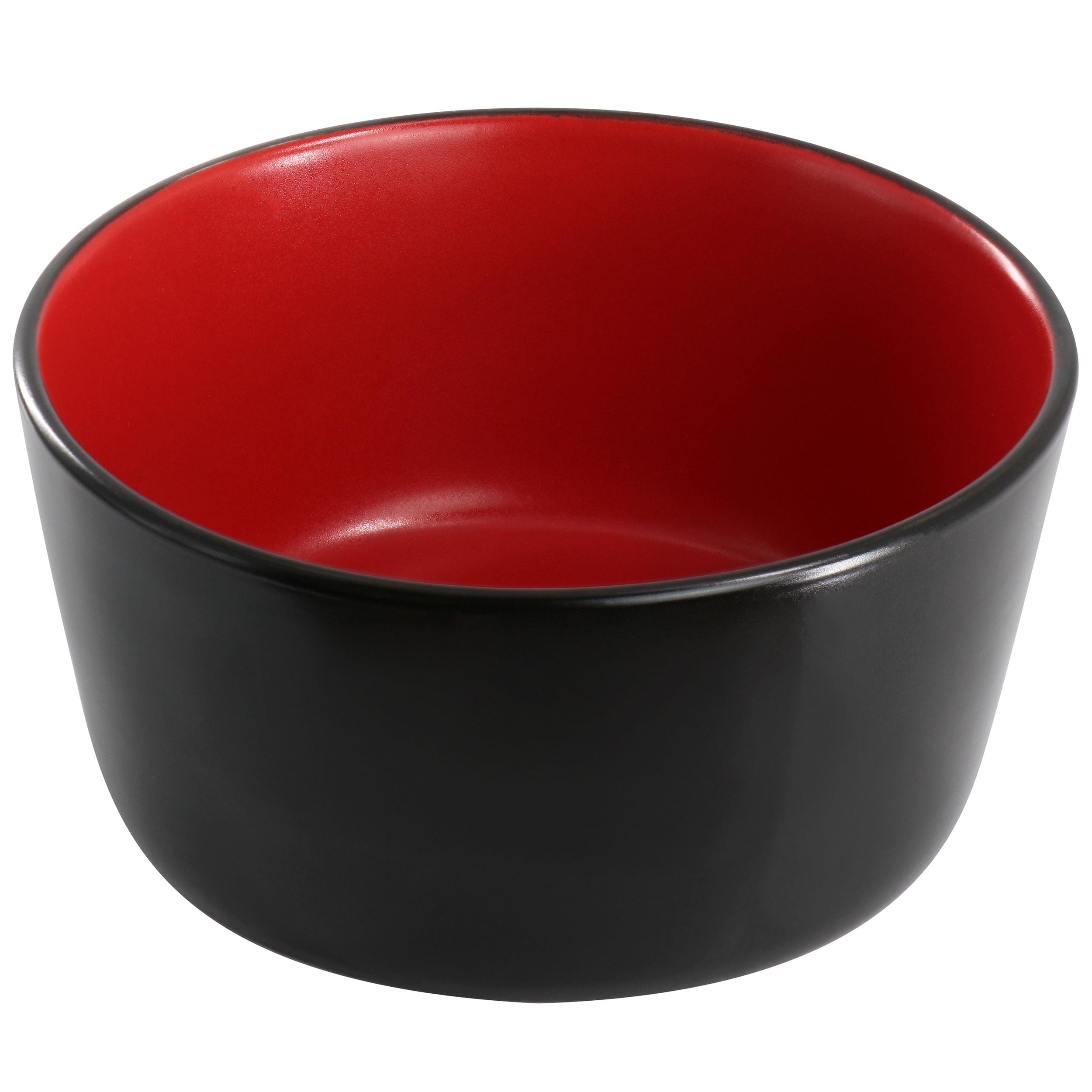 Elama Bacarra 16-Piece Stoneware Dinnerware Set – Two-Tone Matte Black & Red (Service for 4)