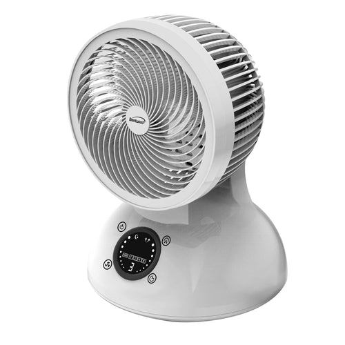 White Brentwood 6-inch oscillating desktop fan with remote