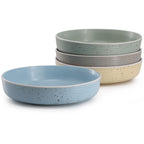 Elama Emilia 16-Piece Double-Bowl Stoneware Dinnerware Set – Speckled Multi-Color, Service for 4 with Pasta Bowls & Cereal Bowls