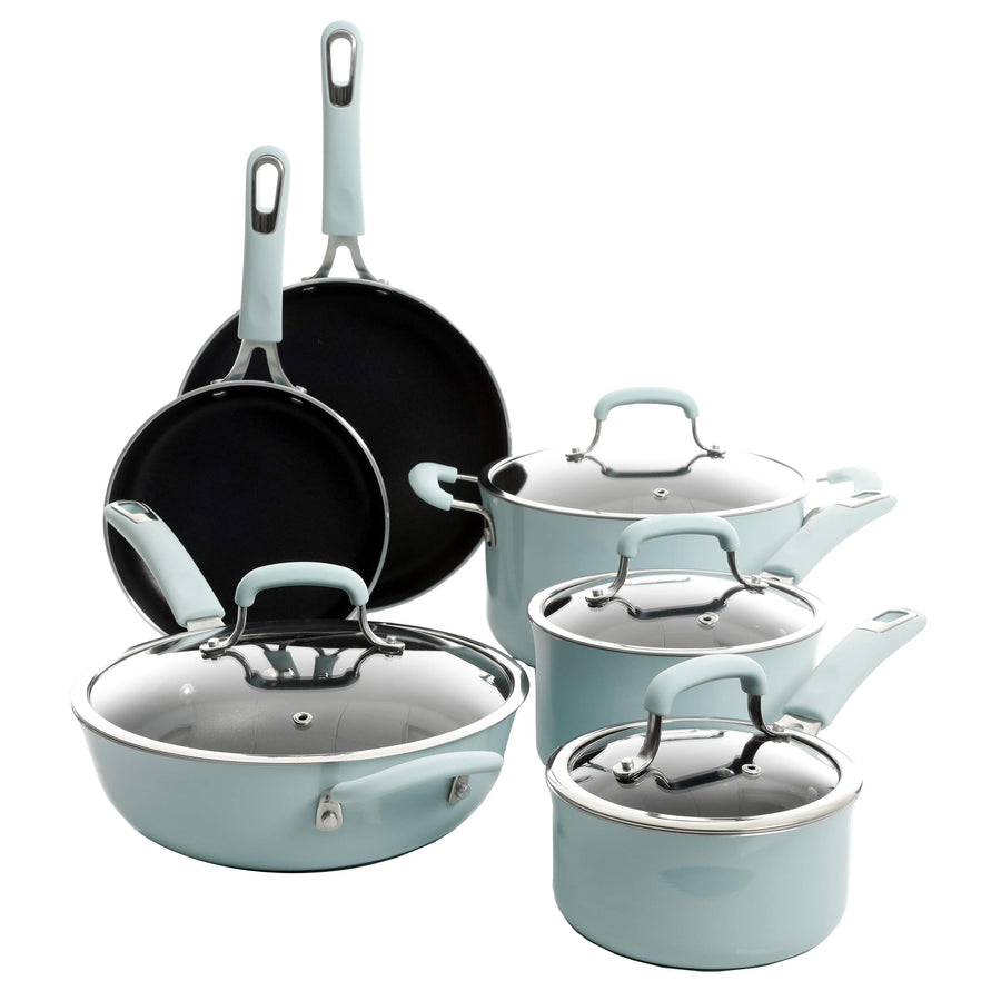 Kenmore Elite Andover 10-Piece Nonstick Forged Aluminum Cookware Set, Glacier Blue
