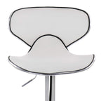 Elama 2-Piece Faux Leather Adjustable Bar Stool Set - White with Chrome Base, 360-Degree Swivel, Holds 250 lb