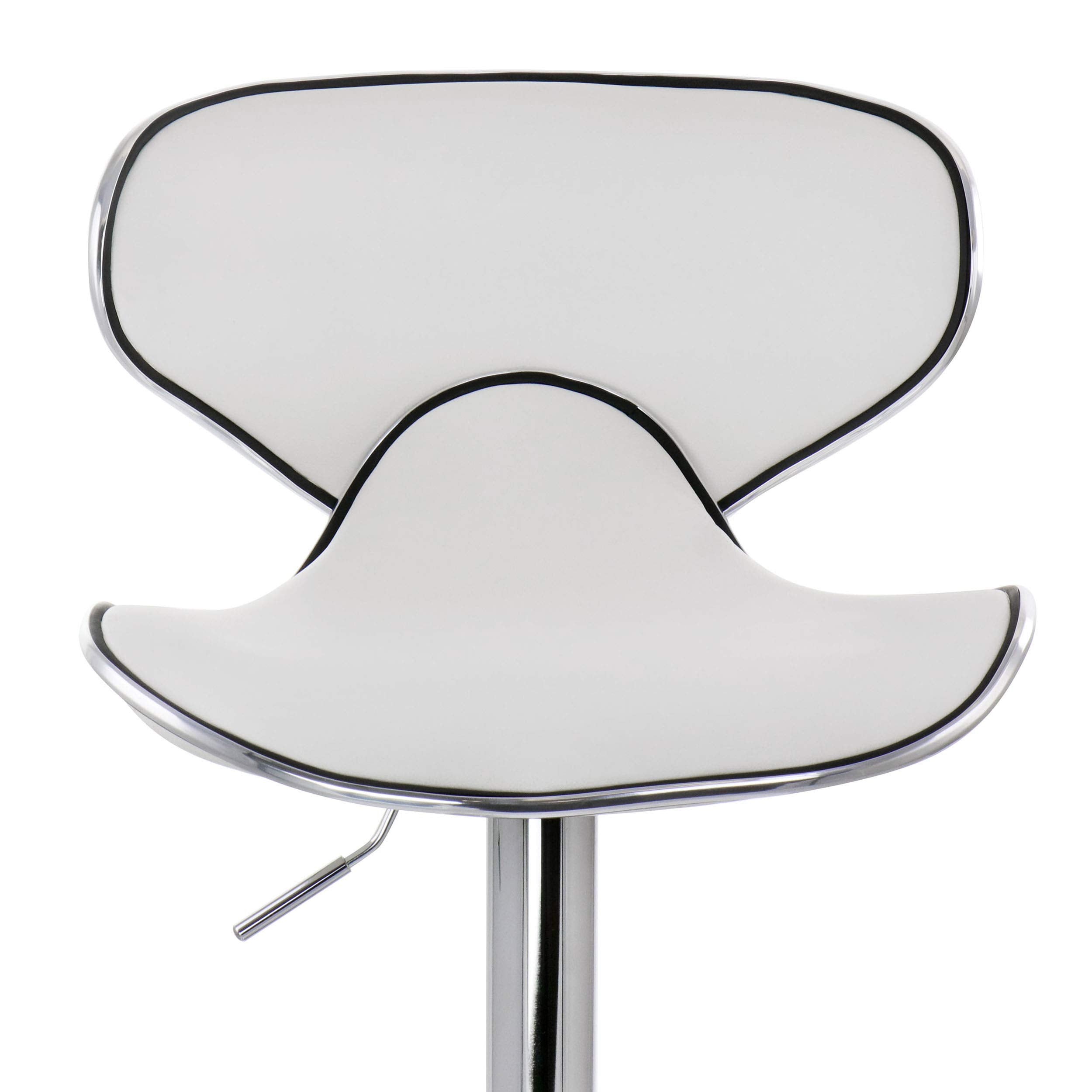 Elama 2-Piece Faux Leather Adjustable Bar Stool Set - White with Chrome Base, 360-Degree Swivel, Holds 250 lb