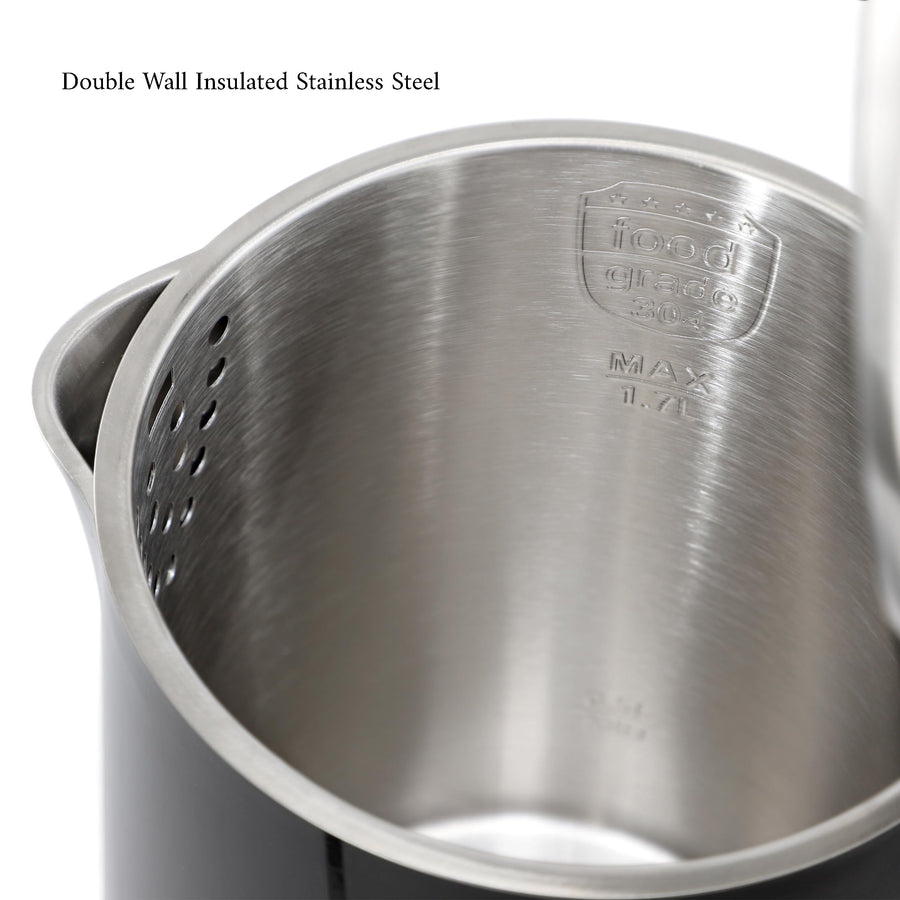 MegaChef 1.7-Quart Double-Wall Stainless Steel Electric Kettle