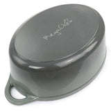 MegaChef Enameled Cast Iron Oval Casserole with Lid, 7 Qt, Holds a Whole Chicken, Gray