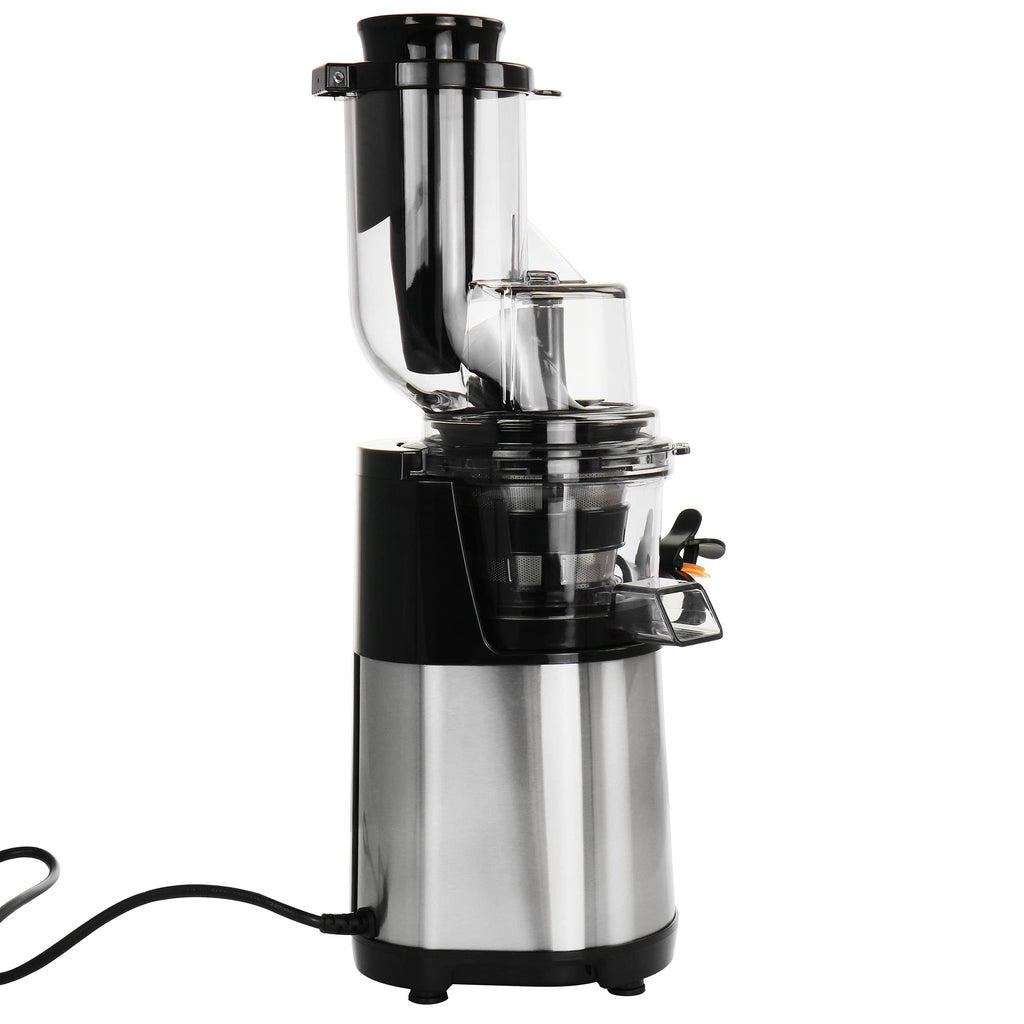 MegaChef Pro Stainless Steel Slow Masticating Juicer – Chrome Silver, Cold-Press Auger, Quiet, Easy-Clean Fruit & Vegetable Juicer