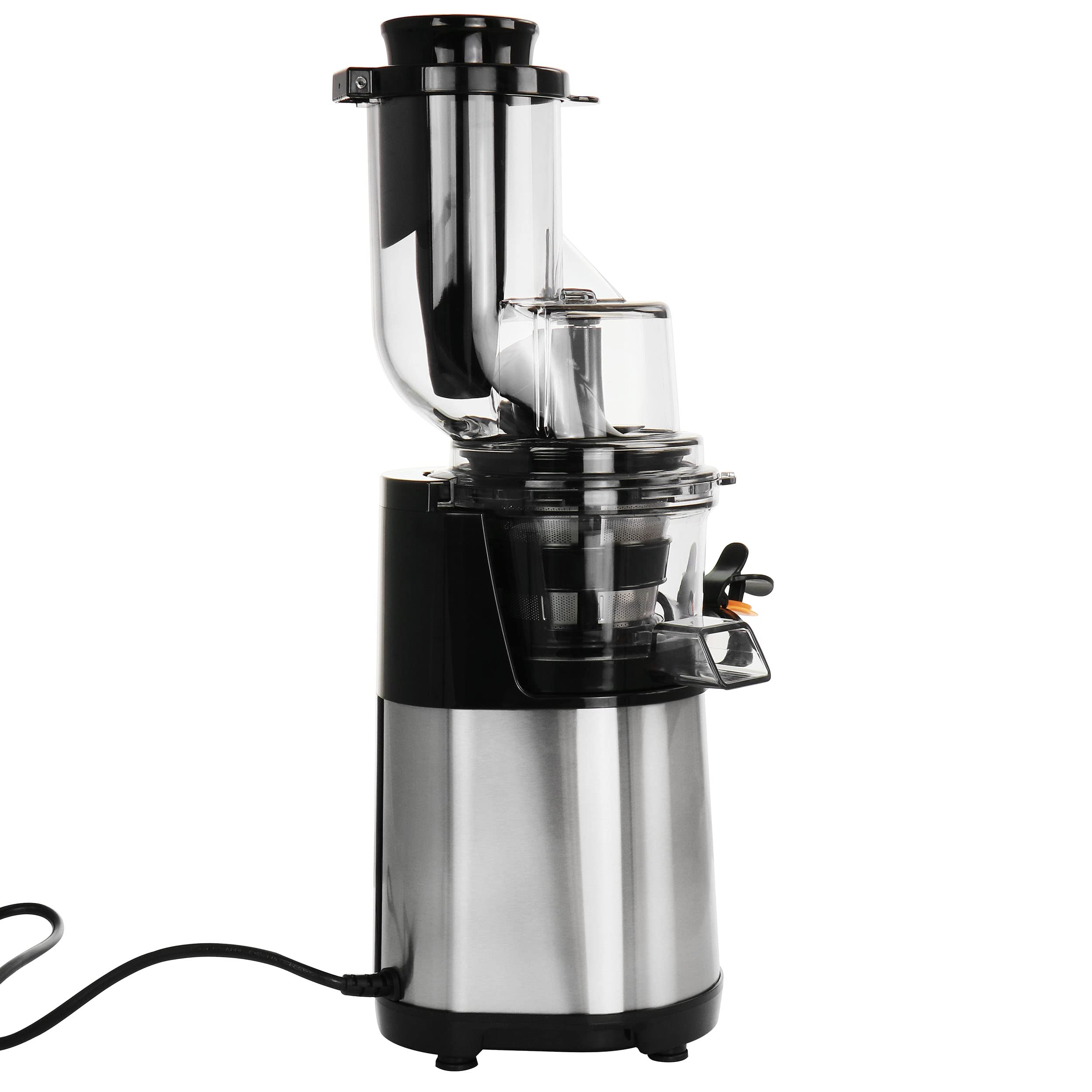 MegaChef Pro Stainless Steel Slow Masticating Juicer – Chrome Silver, Cold-Press Auger, Quiet, Easy-Clean Fruit & Vegetable Juicer