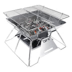 Brentwood BB-4X14SS folding stainless steel charcoal grill and fire pit