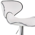 Elama 2-Piece Faux Leather Adjustable Bar Stool Set - White with Chrome Base, 360-Degree Swivel, Holds 250 lb