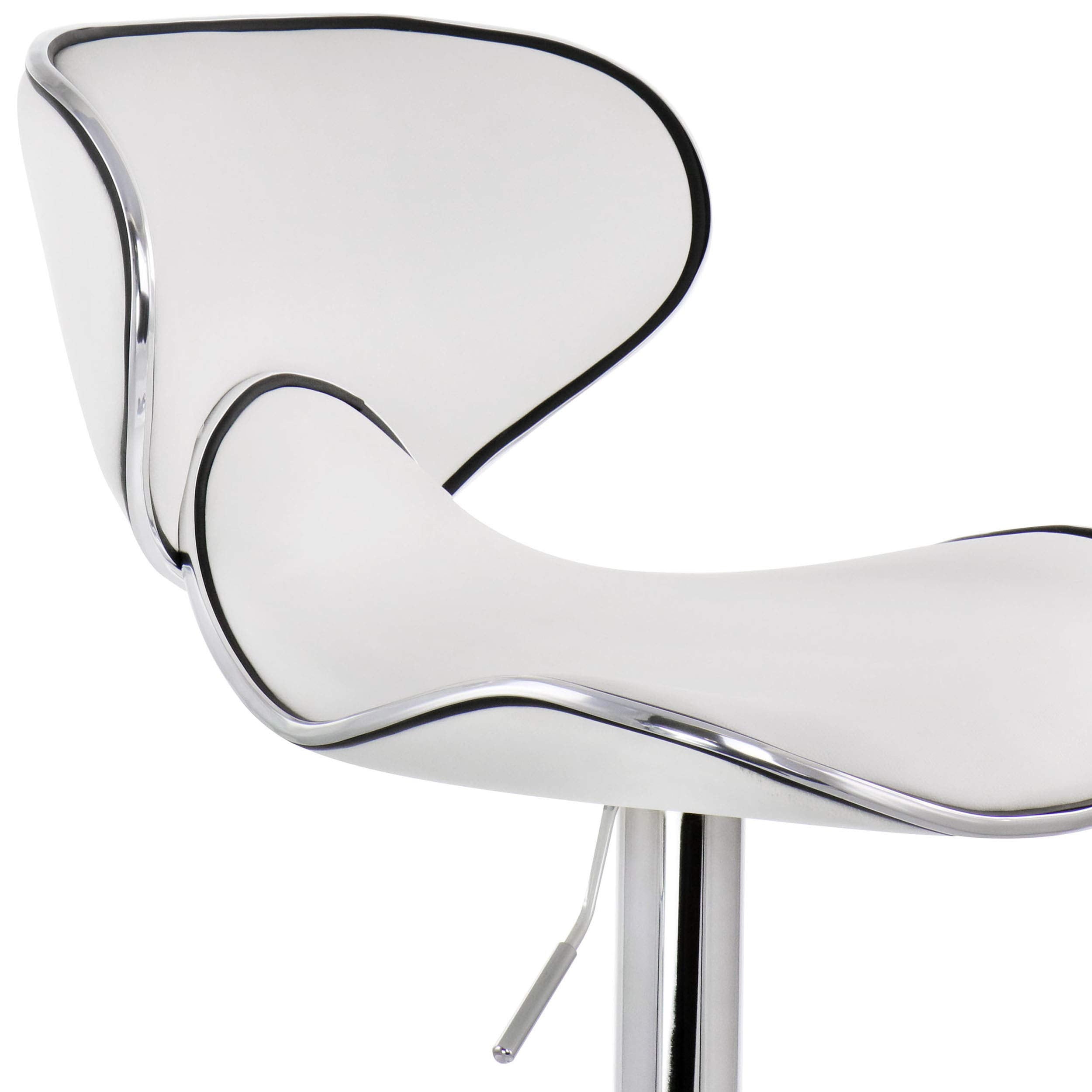 Elama 2-Piece Faux Leather Adjustable Bar Stool Set - White with Chrome Base, 360-Degree Swivel, Holds 250 lb