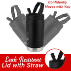 Brentwood GeoJug G-1900BK 64 oz Vacuum Insulated Sports Water Jug with Straw Lid and Fence Hook - Black