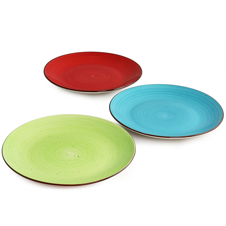 Elama Sebastian 6-Piece Round Stoneware Dinner Plate Set, Assorted Colors