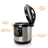 MegaChef 12-Quart XL Digital Pressure Cooker & Electric Multi-Cooker, 1600W, 15 Presets, Glass Lid
