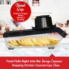 Brentwood 3.6-Cup Mandoline Slicer & Cheese Grater – Black with 6 Interchangeable Stainless Steel Blades & Catch Container