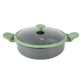 Kenmore Theodore 6.5 Quart Nonstick Cast Aluminum Divided Hot Pot Pan with Glass Lid