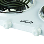 Brentwood TS-368 1500W Electric Double Burner – White Portable Countertop Cooktop