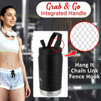 Brentwood GeoJug G-1900BK 64 oz Vacuum Insulated Sports Water Jug with Straw Lid and Fence Hook - Black