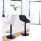 Elama Adjustable Faux Leather Bar Stool Set of 2 – Black & White with Black Base (ELM-704-1)