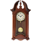 Bedford Clock Delphine 27-Inch Mahogany Chiming Pendulum Wall Clock – Roman Numerals & Golden Accents
