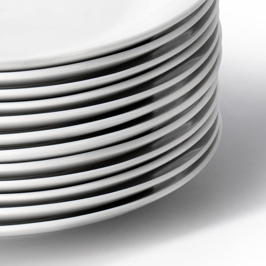 Elama Professional 12-Piece 10.5in Porcelain Dinner Plate Set, White