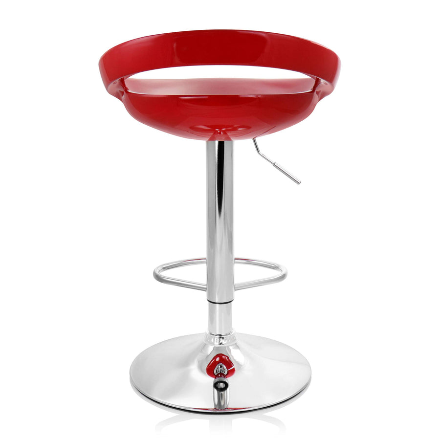 Elama Retro Adjustable Bar Stools, Red ABS Plastic, Chrome Base, Set of 2