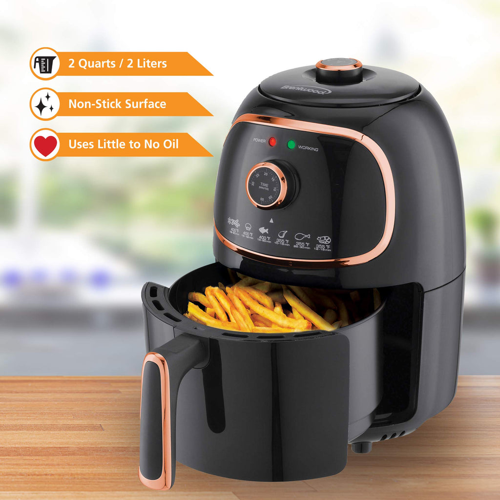 Brentwood 2-Quart Small Electric Air Fryer with Timer and Temperature Control, Black