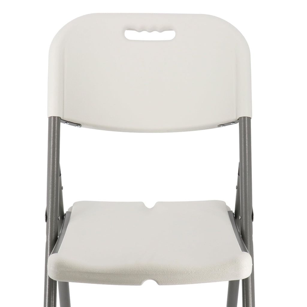 Elama 4-Piece Deluxe Folding Patio Chairs – White Indoor/Outdoor Plastic Dinner Chairs with Handle