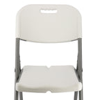 Elama 4-Piece Deluxe Folding Patio Chairs – White Indoor/Outdoor Plastic Dinner Chairs with Handle