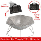 Brentwood BB-6X20SS 20 Inch Portable Folding Stainless Steel Charcoal BBQ Grill and Fire Pit with Carry Bag