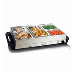 MegaChef Stainless Steel Buffet Server & Food Warmer – 4 Sectional Trays, Large Base Warming Surface, Easy-Clean Stainless Housing for Parties & Holidays