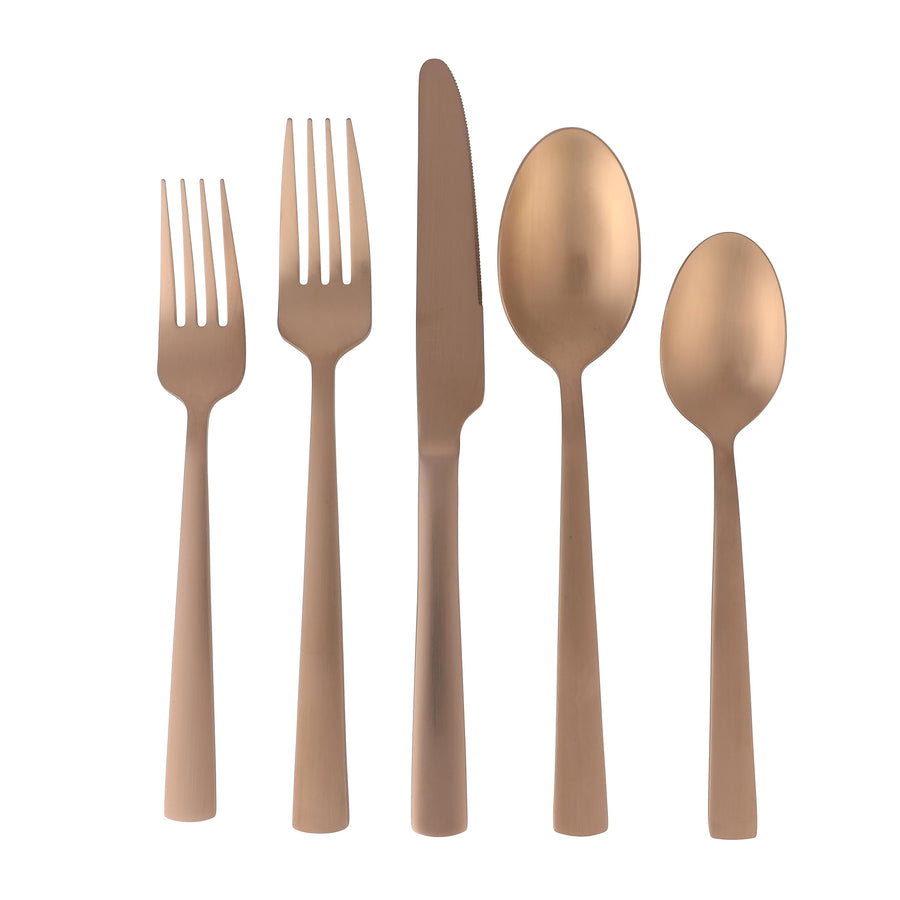 Gibson Elite Earlston 20-Piece Flatware Silverware Set, Service for 4, Stainless Steel, Matte Bronze