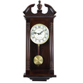 Bedford Clock Collection Classic 27.5" Cherry Oak Chiming Wall Clock with Swinging Pendulum – Quartz Westminster Chimes & Metal Dial