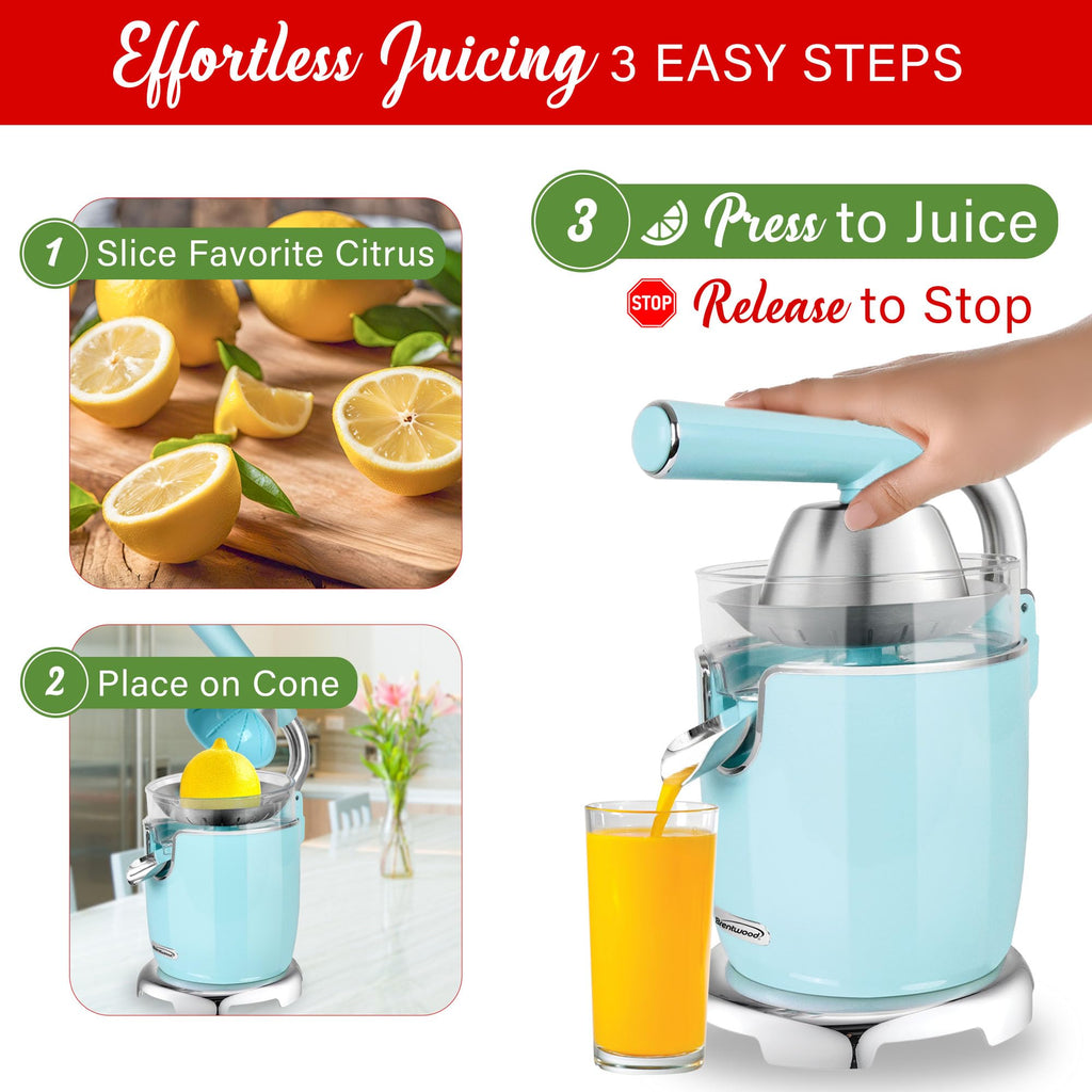Brentwood 200-Watt Electric Citrus Juicer, Blue