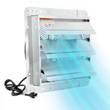 Vie Air 12 Inch Aluminum Shutter Exhaust Fan with Power Cord, Wall-Mount Ventilation, Silver