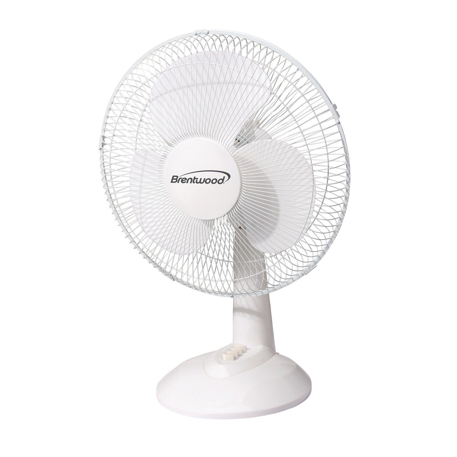 Brentwood Kool Zone F-12DW 12 Inch 3-Speed Oscillating Desk Fan - White, 32W