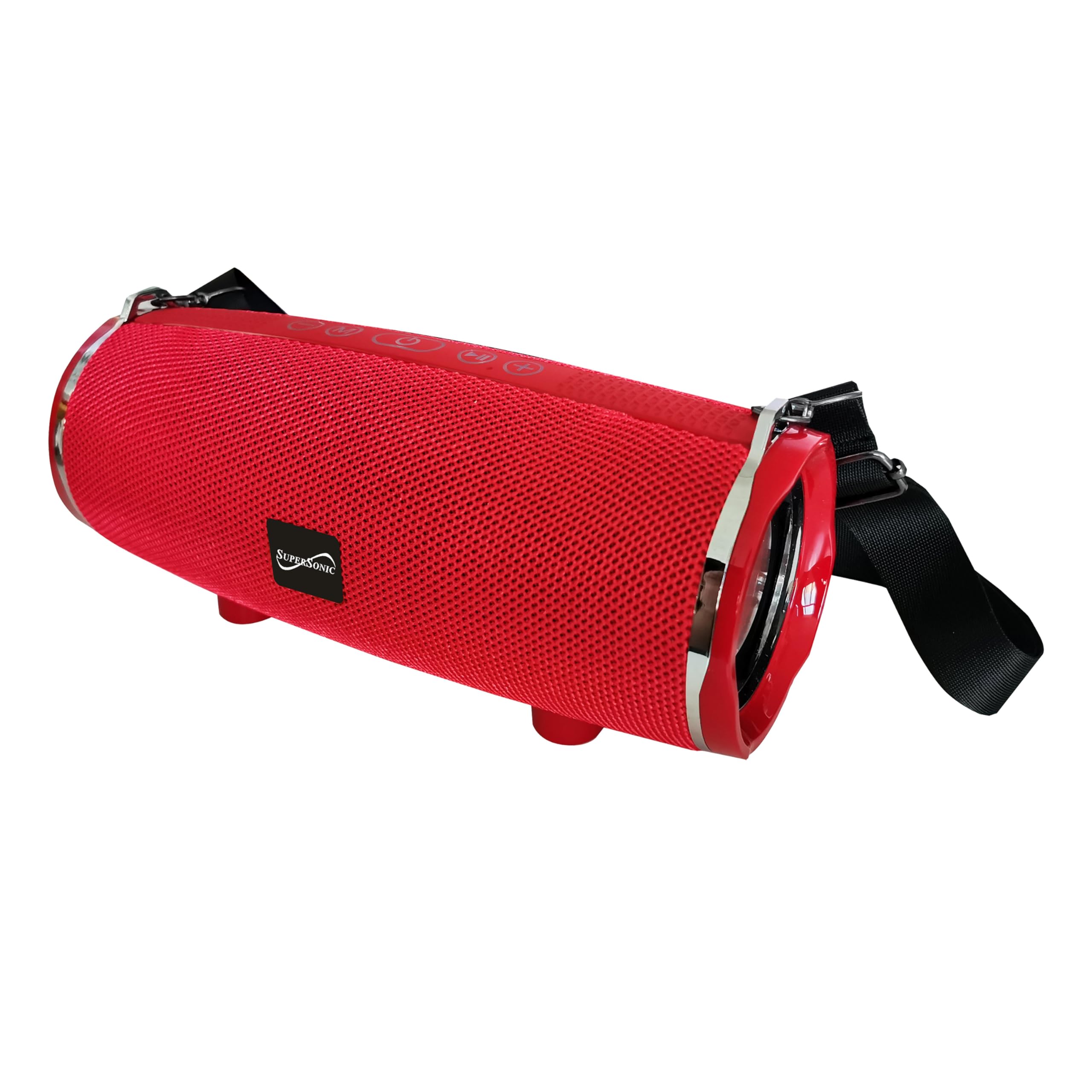 SuperSonic Portable Bluetooth 5.0 Speaker – Red, 14W with FM Radio, USB/SD/AUX & Built-In Mic