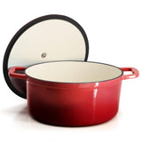 MegaChef 5-Quart Enameled Cast Iron Casserole with Lid, Red